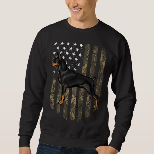 Sweatshirt Drapeau Camo Américain Doberman Pinscher Le De Jui (Devant)