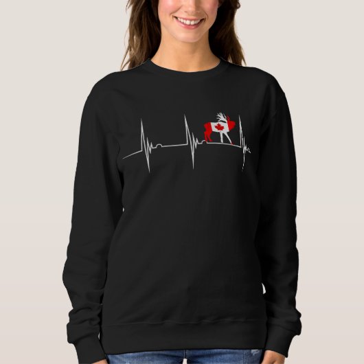 Sweatshirt Drapeau canadien d'orignal EKG Pulse Drapeau canad (Devant)