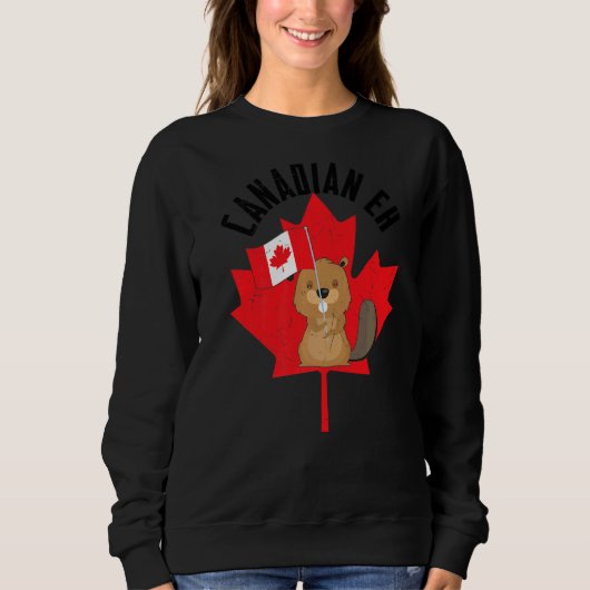 Sweatshirt Drapeau canadien Eh Beaver Maple Leaf Heureux Da C (Devant)