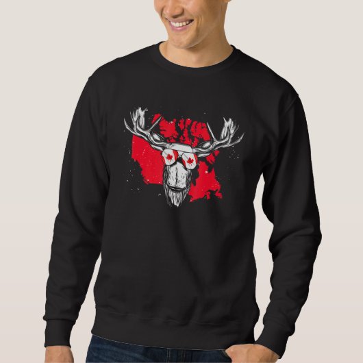 Sweatshirt Drapeau canadien Maple Leaf Moose Animal Cool Cana (Devant)