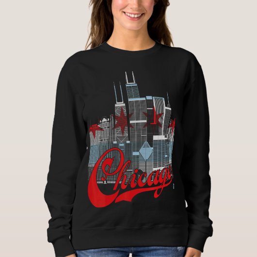 Sweatshirt Drapeau Chicago Skyline Squared Chicago (Devant)