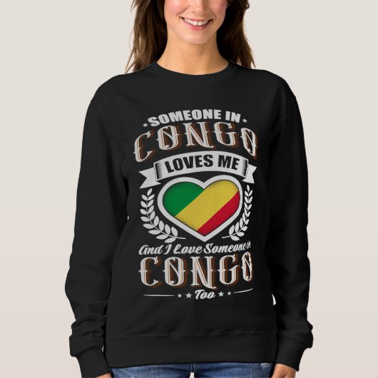 Sweatshirt Drapeau cœur du Congo Quelqu'un au Congo m'aime (Devant)