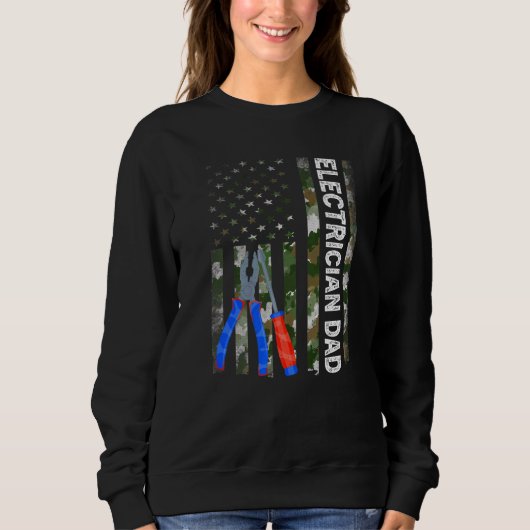 Sweatshirt Drapeau Cool américain Camouflage Electricien Papa (Devant)
