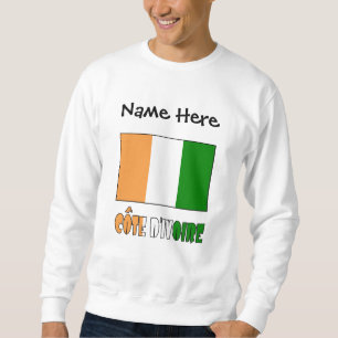 Sweatshirt Drapeau Côte d'Ivoire personnalisé noir