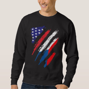 Sweatshirt Drapeau Cuisiné Américain Tchèque USA Patriot Heri