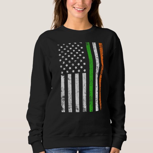 Sweatshirt Drapeau d'Amérique vintage Irlande Patriotique Irl (Devant)