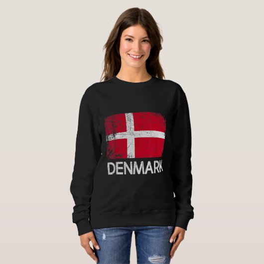 Sweatshirt Drapeau danois Vintage (Devant entier)