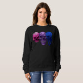 Sweatshirt Drapeau de bisexualité à trois crânes Fierté LGBTQ (Devant entier)