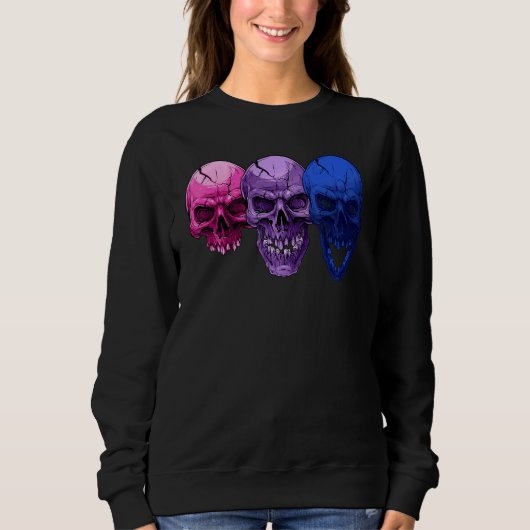Sweatshirt Drapeau de bisexualité à trois crânes Fierté LGBTQ (Devant)