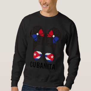 Sweatshirt Drapeau de Cuba Cubanita Chignon Méssé Fille Cubai