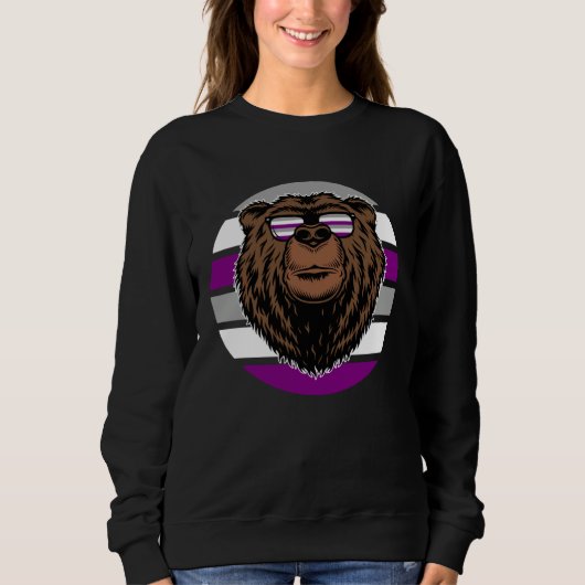 Sweatshirt Drapeau de fierté asexuée de l'ours grizzly brun d (Devant)