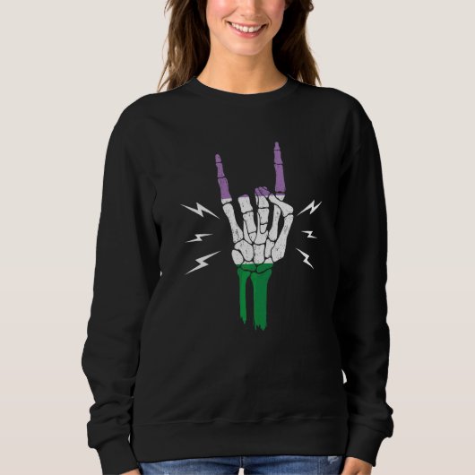 Sweatshirt Drapeau de fierté genderqueer Main de squelette G (Devant)
