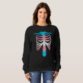 Sweatshirt Drapeau de fierté transgenre Squelette Cage thora (Devant entier)
