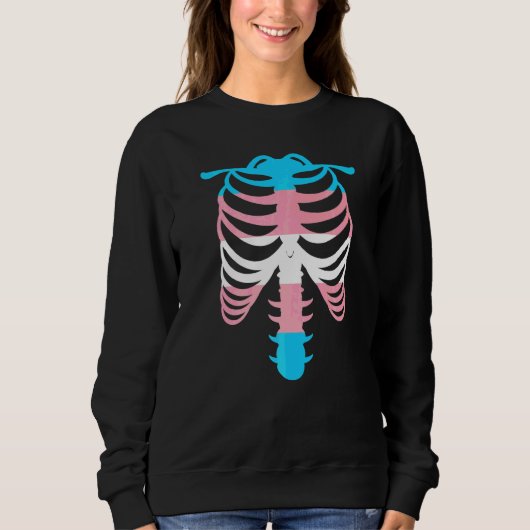 Sweatshirt Drapeau de fierté transgenre Squelette Cage thora (Devant)