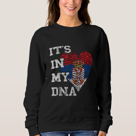 Sweatshirt Drapeau de la Serbie C'est dans mon empreinte digi (Devant)