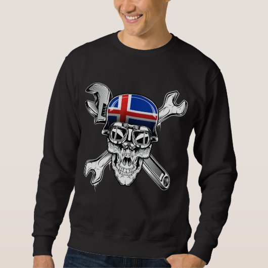 Sweatshirt Drapeau de motocyclette Islande Biker (Devant)