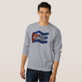 Sweatshirt Drapeau de ondulation du Cuba (Devant entier)