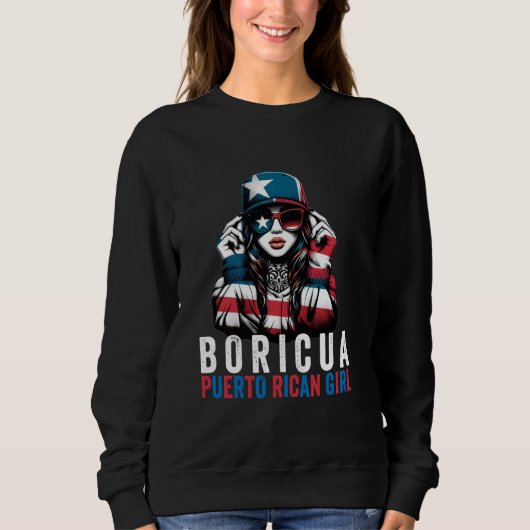 Sweatshirt Drapeau de Porto Rico pour filles portoricaines (Devant)