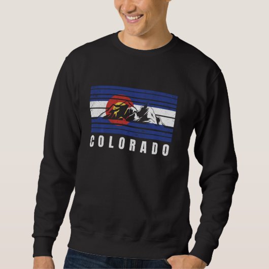 Sweatshirt Drapeau du Colorado Monts couchers de soleil rétro (Devant)