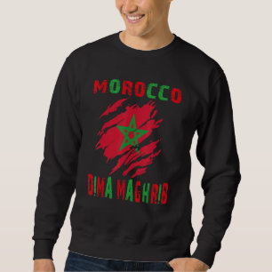 Sweatshirt Drapeau du Maroc Cool Rouge et Vert Drapeau Maroca