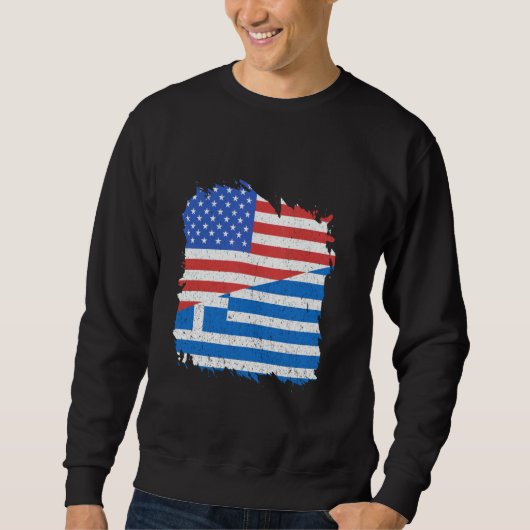 Sweatshirt Drapeau Grèce Fierté Grecque Hellénique USA Amériq (Devant)