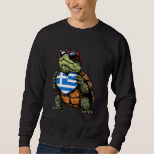 Sweatshirt Drapeau Grèce Tortue Hellénique Fierté Grecque Cœu