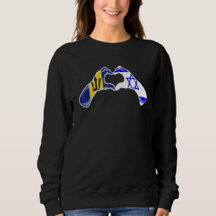 Sweatshirt Drapeau Israël Barbade Israélien Barbadien Cœur_1