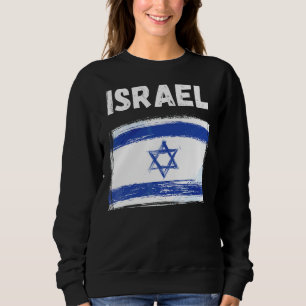 Sweatshirt Drapeau Israël Jour de vacances Vintage Grunge Dra