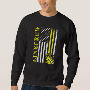 Sweatshirt Drapeau Lineman Usa American Electrician Engineer