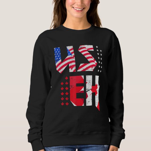 Sweatshirt Drapeau Maple Leaf Us Fierté Canadienne Américaine (Devant)