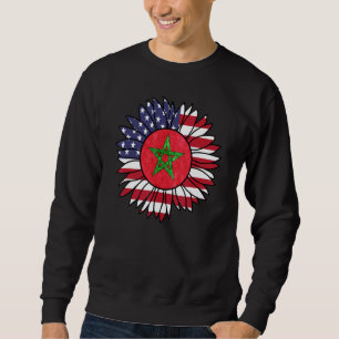 Sweatshirt Drapeau Marocain Américain Tournesol Maroc Usa Ame