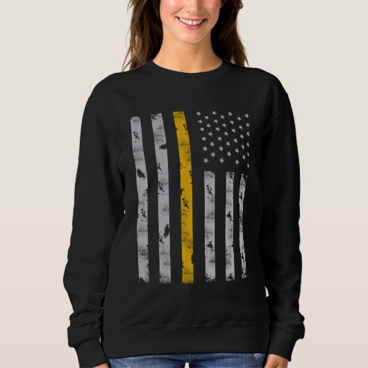 Sweatshirt Drapeau mince de la ligne d'or 911 en détresse (Devant)