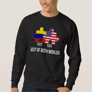 Sweatshirt Drapeau moitié américain moitié colombien combiné 
