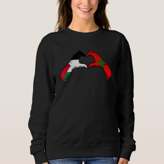 Sweatshirt Drapeau Palestine Maroc Écouter palestinien maro (Devant)