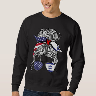 Sweatshirt Drapeau Patriot Américain Israélien Femme Fille Is