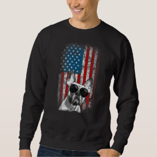 Sweatshirt Drapeau Patriotique Américain Français Bulldog Pou