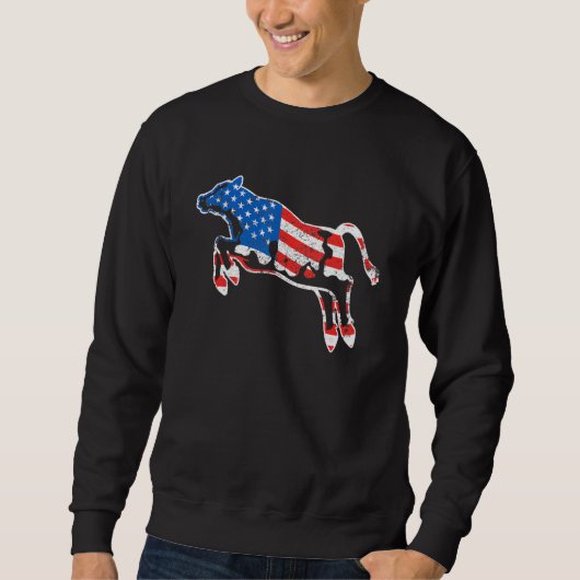 Sweatshirt Drapeau Patriotique Vache Rouge Blanc et Moo Bleu  (Devant)
