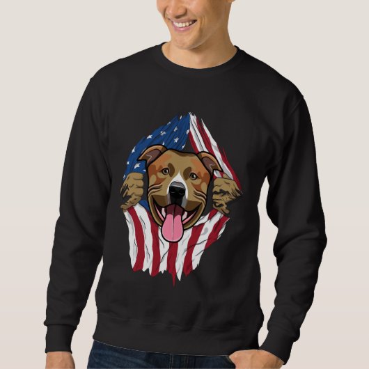 Sweatshirt Drapeau Pitbull américain (Devant)