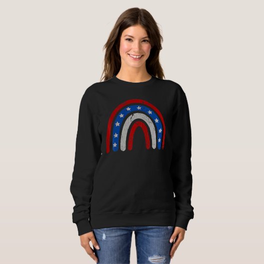 Sweatshirt Drapeau Rainbow Usa 4 juillet l'indépendance améri (Devant entier)