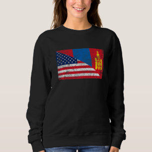 Sweatshirt Drapeau rétro américain & Mongolie Drapeau patriot