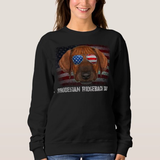 Sweatshirt Drapeau Rhodesian Ridgeback Papa American Dog Us D (Devant)