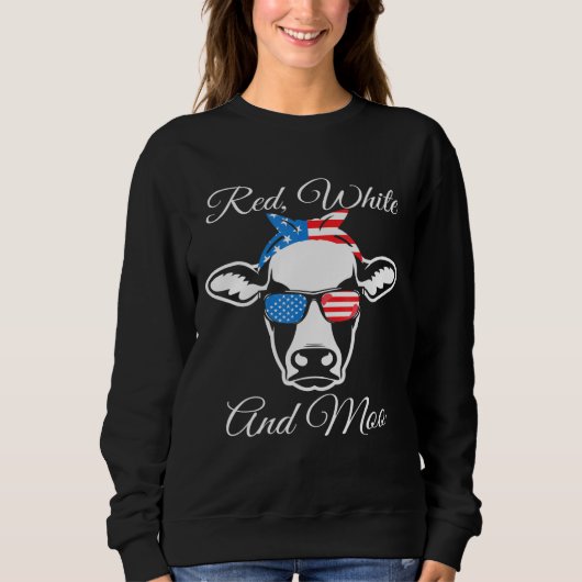 Sweatshirt Drapeau Rouge Blanc Et Moo Patriotique Vache Usa 4 (Devant)
