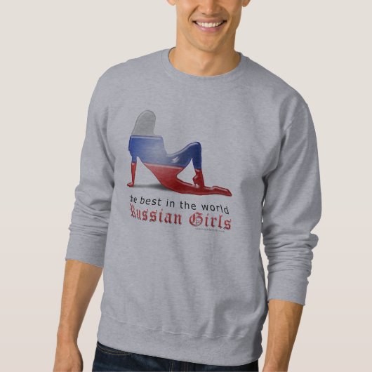 Sweatshirt Drapeau russe de silhouette de fille (Devant)