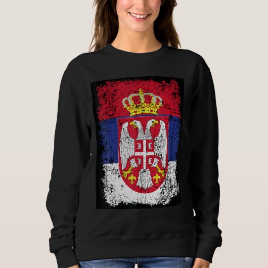 Sweatshirt Drapeau Serbe Drapeau Serbe Armoiries Aigle Serbie (Devant)