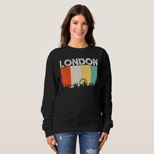 Sweatshirt Drapeau Skyline de Londres Drapeau États-Unis (Devant entier)