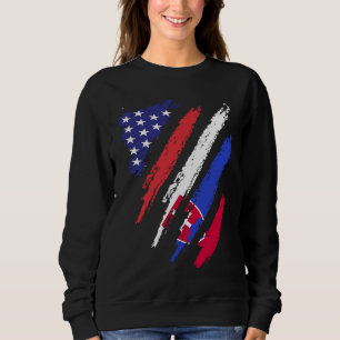 Sweatshirt Drapeau Slovaque Cultivé Américain USA Patriot Her