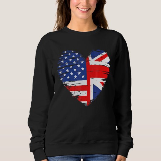 Sweatshirt Drapeau Union Jack Angleterre Et Drapeau Américain (Devant)