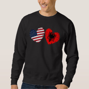 Sweatshirt Drapeau USA Albanie Cœur Saint-Valentin albanais A