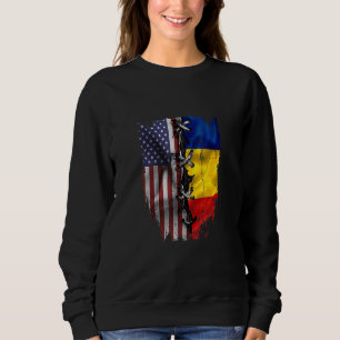 Sweatshirt Drapeau USA Roumanie Racines Roumaines Cultivées A