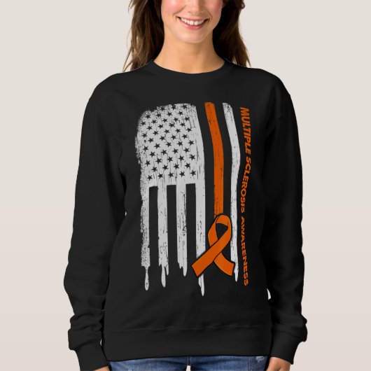 Sweatshirt Drapeau Usa Ruban orange Multiples Sclérose Lauréa (Devant)